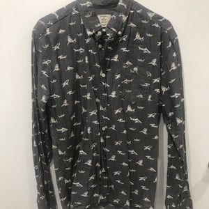 Grey Shark Button Up
